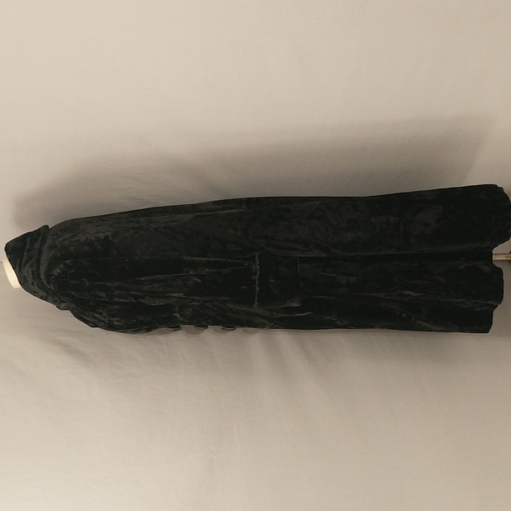 Thick Velvet Vintage Long Coat XL See Measurements Fab Almost Fur Jet Black - Picture 4 of 16